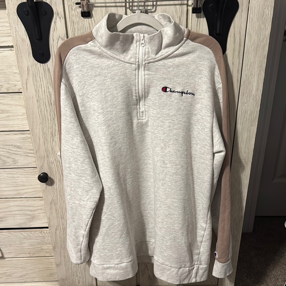 Champion Light Gray and Tan Quarter Zip